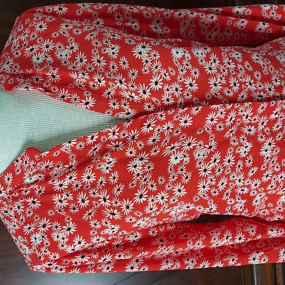 NWT Rose & Olive Red Floral Top - SMALL - Long Sleeve